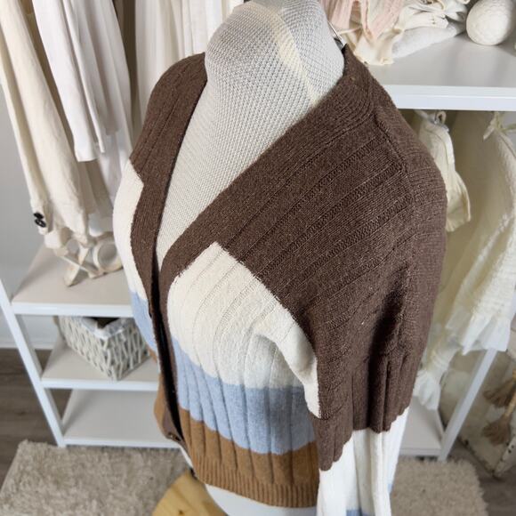 Pink Rose Women's Size L Striped Long Sleeve Crop Sweater- fall, casual  #3009 - Picture 3 of 8